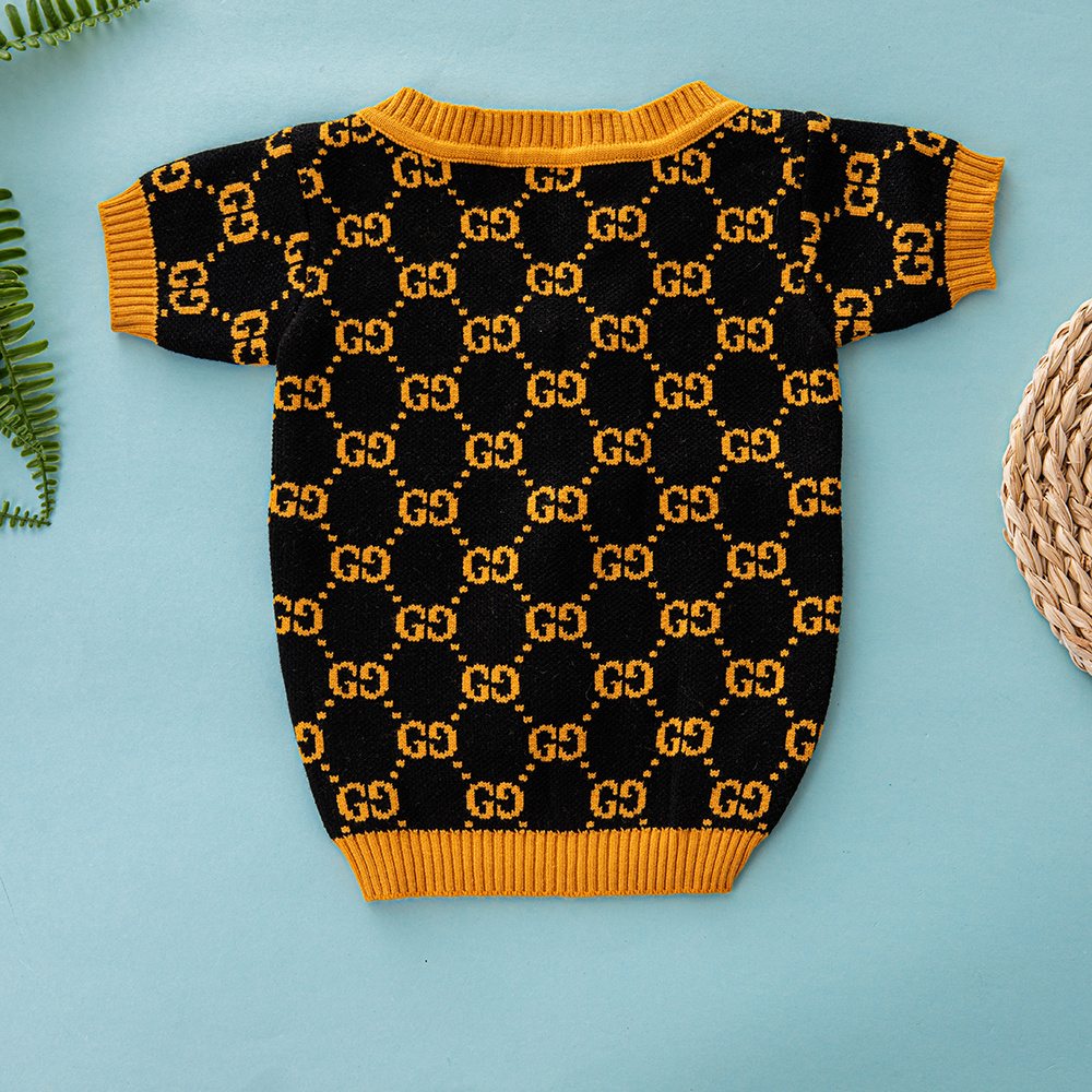 Luxury GG Pattern Pet Knitwear Set - Stylish Sweater and Cardigan for Pets