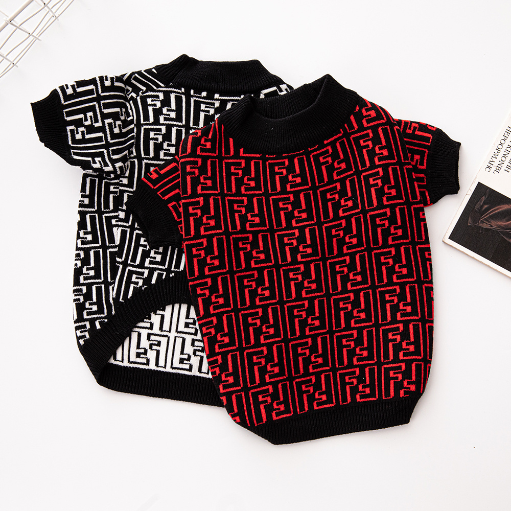Ffndi-Inspired Monogram Black Pet Sweater (Red & Black/Black & White)