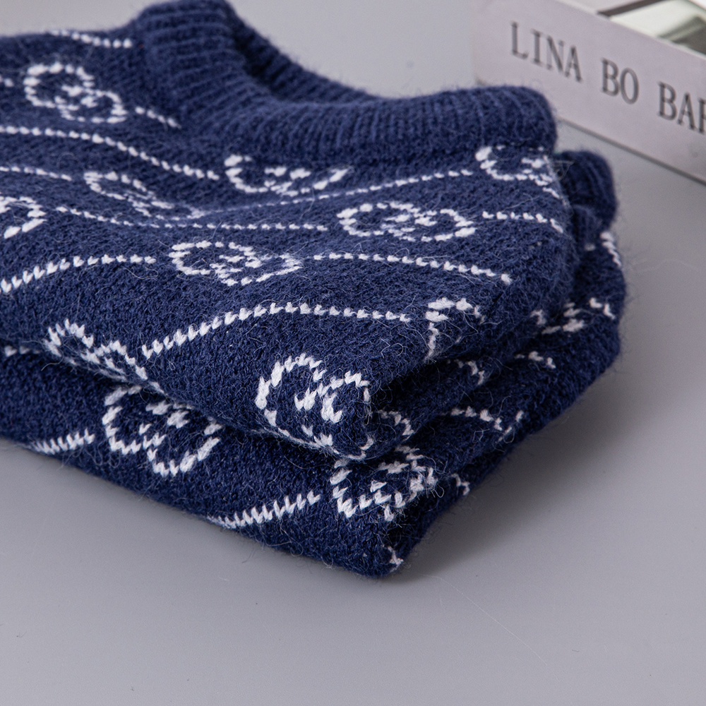 Chic Navy GG Knit Pet Sweater – Stylish Warmth for Small & Medium Dogs