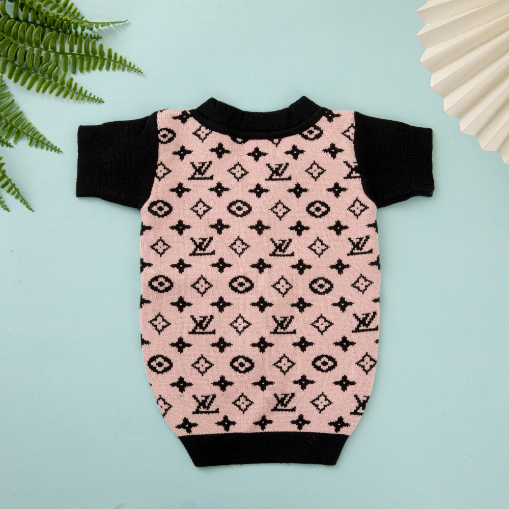 Luxury Fashion Pup Pink Monogram VV Knit Dog Cardigan