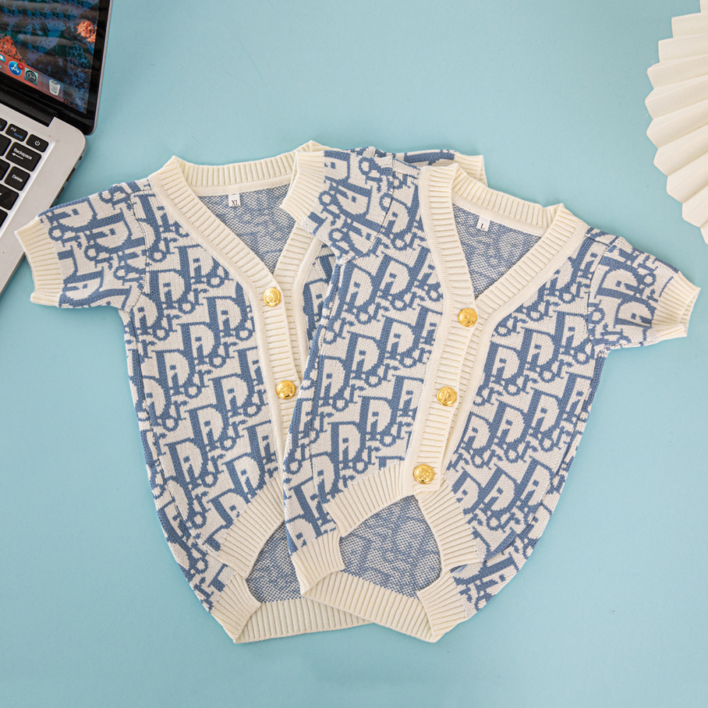 Chic Designer Monogram Short-Sleeve DD Knit Sweaters for Fashion-Forward Dogs