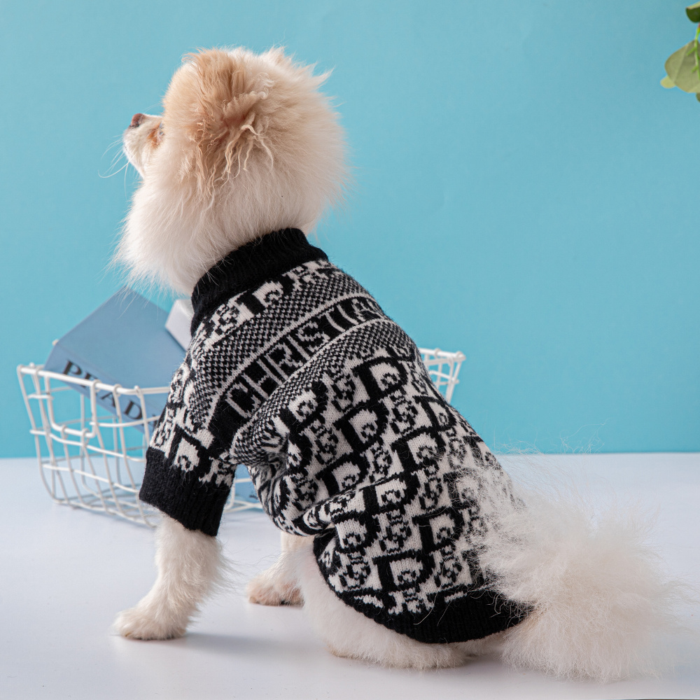 Luxury CHRISTIAN DOGS Pet Sweater in Black & White