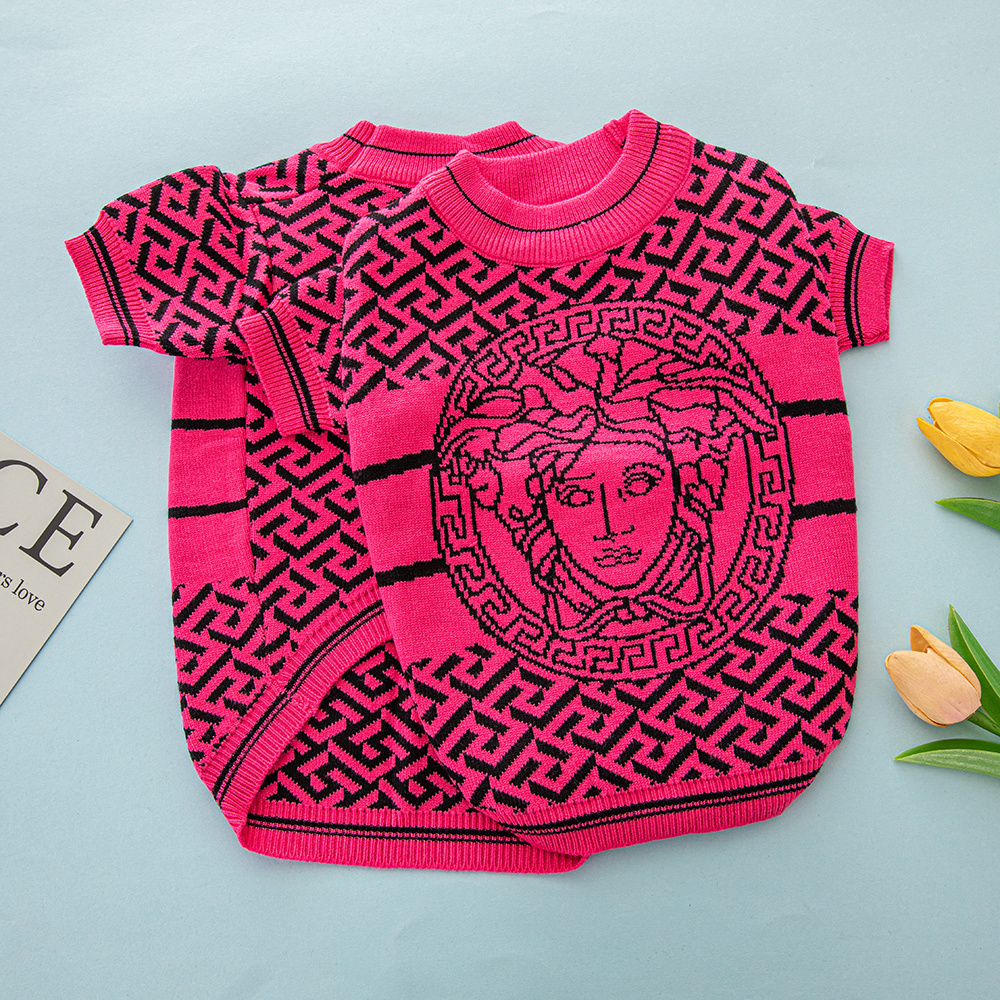 Bold Patterned VE Knit Pet Sweaters with Iconic Design Elements