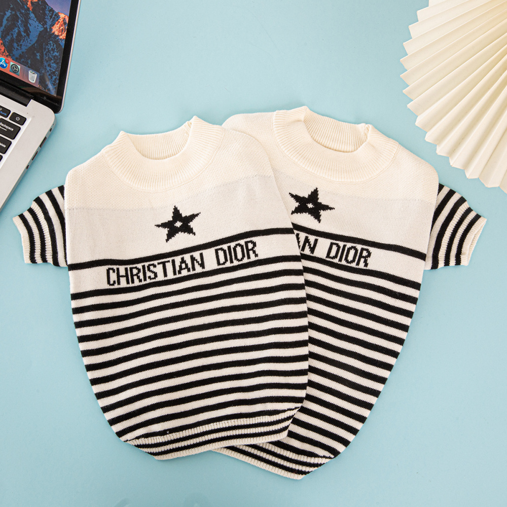 Luxury DD Striped Logo Print Pet Knit Sweater