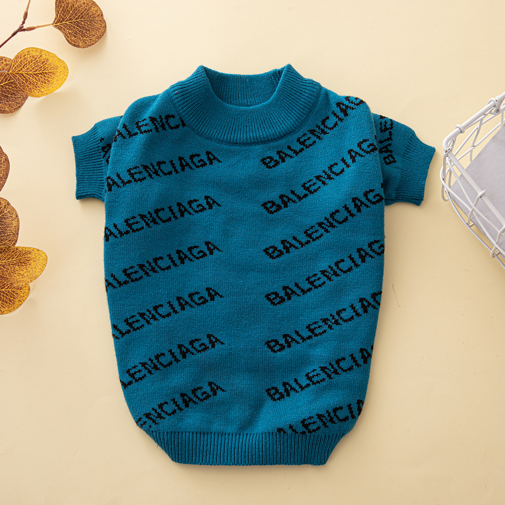 Vibrant Logo-Print BBLENCIAGA Knit Pet Sweaters in Multi-Color Palettes