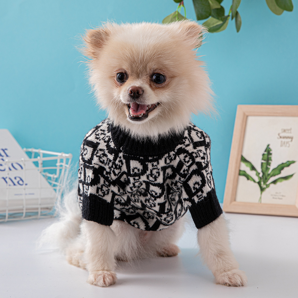 Luxury CHRISTIAN DOGS Pet Sweater in Black & White