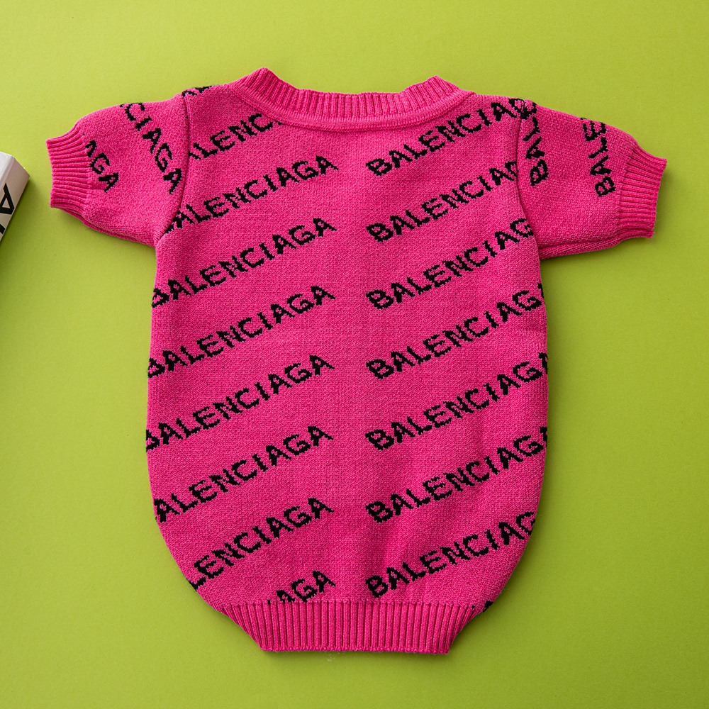Street-Style BBLENCIAGA Logo-Print Knit Pet Cardigans in Black-White and Pink-Black
