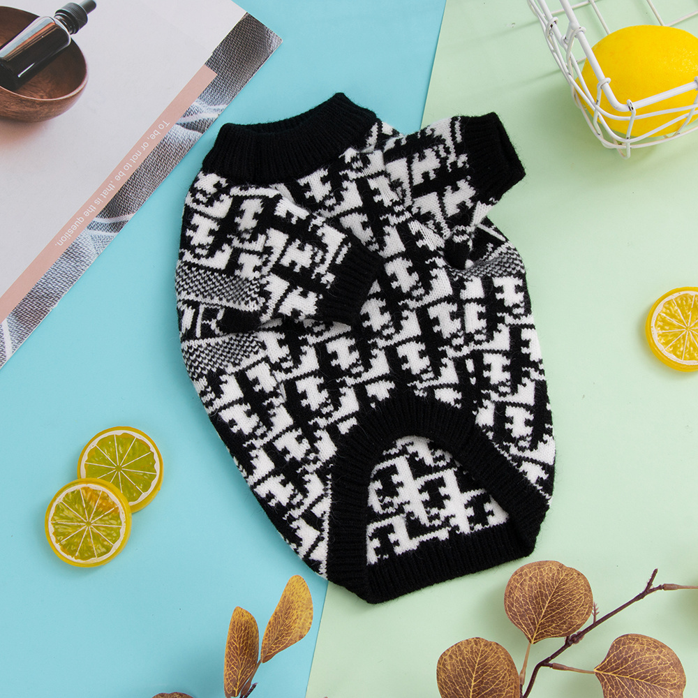 Sophisticated Logo & Monogram DDOR Knit Pet Sweater in Black-White