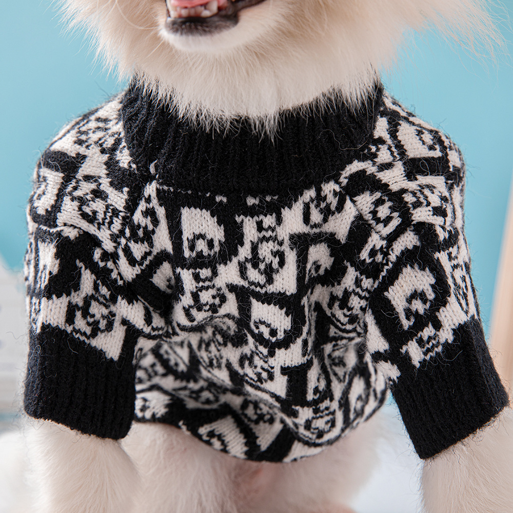 Luxury CHRISTIAN DOGS Pet Sweater in Black & White