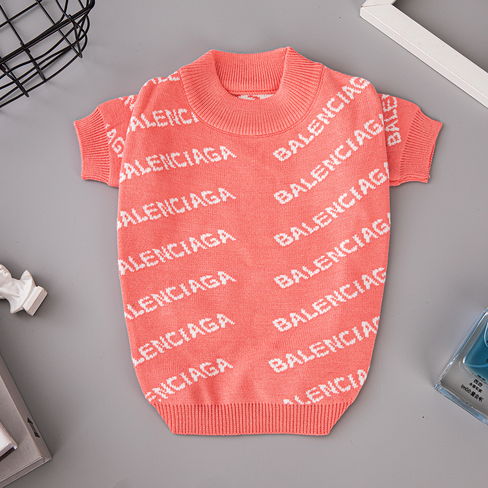 Vibrant Logo-Print BBLENCIAGA Knit Pet Sweaters in Multi-Color Palettes