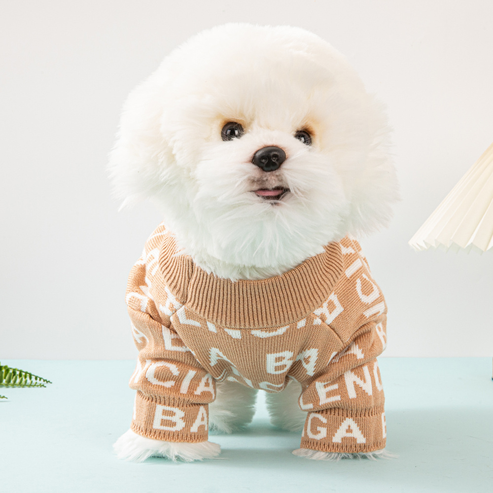 BA Pet Knit Sweater - Trendy Letter Print Apparel for Dogs