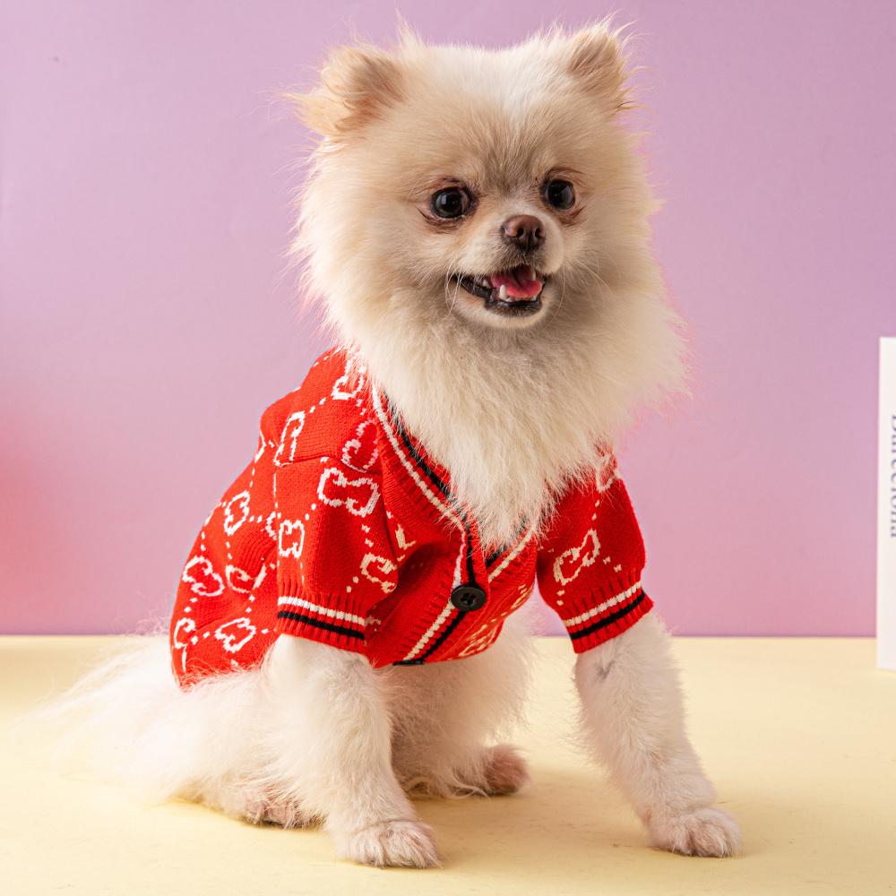 Elegant Embroidered Monogram GG Pet Cardigans in Timeless Color Palettes