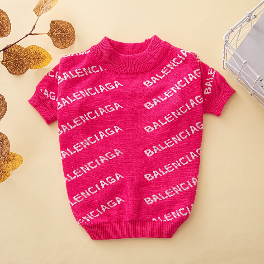 Vibrant Logo-Print BBLENCIAGA Knit Pet Sweaters in Multi-Color Palettes