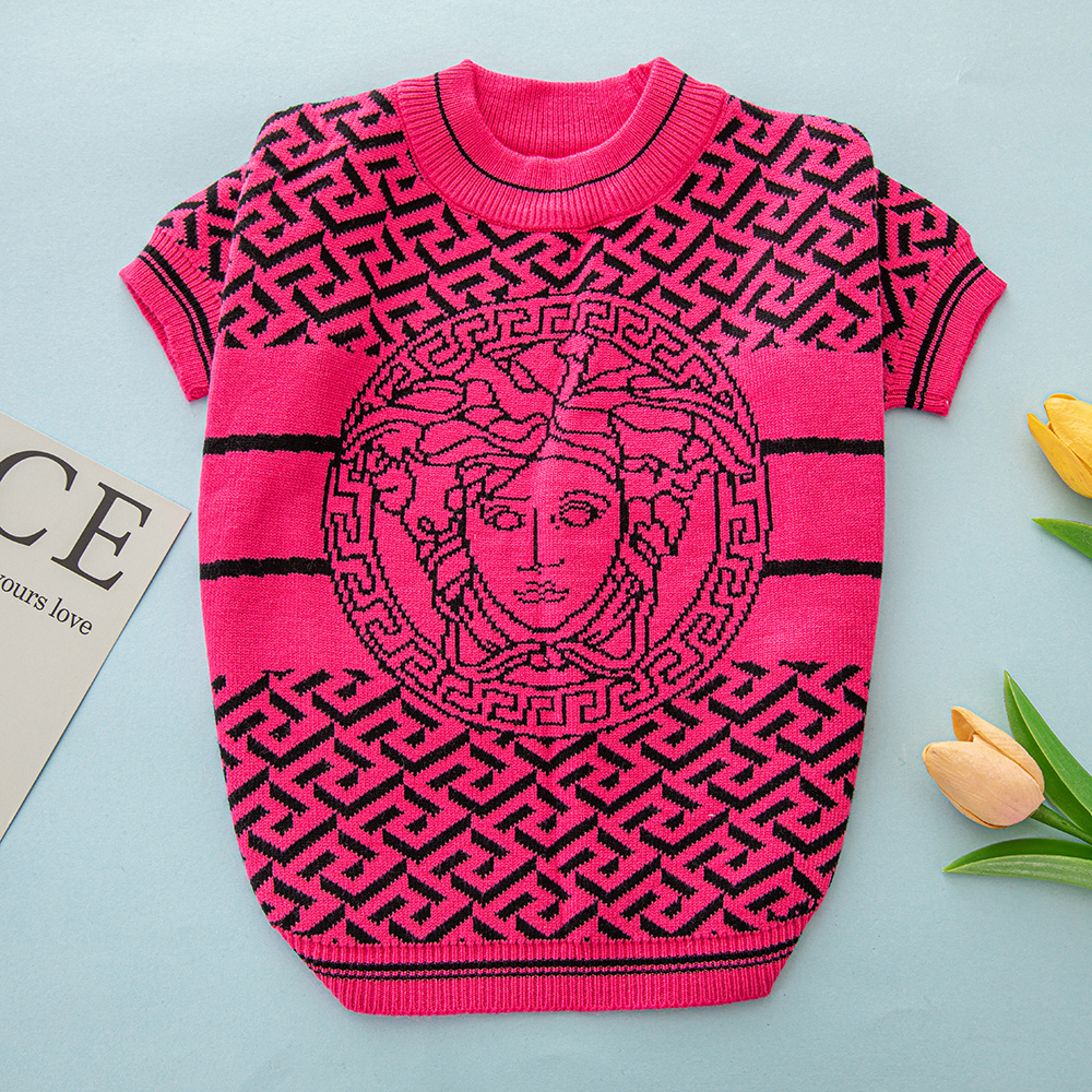 Bold Patterned VE Knit Pet Sweaters with Iconic Design Elements