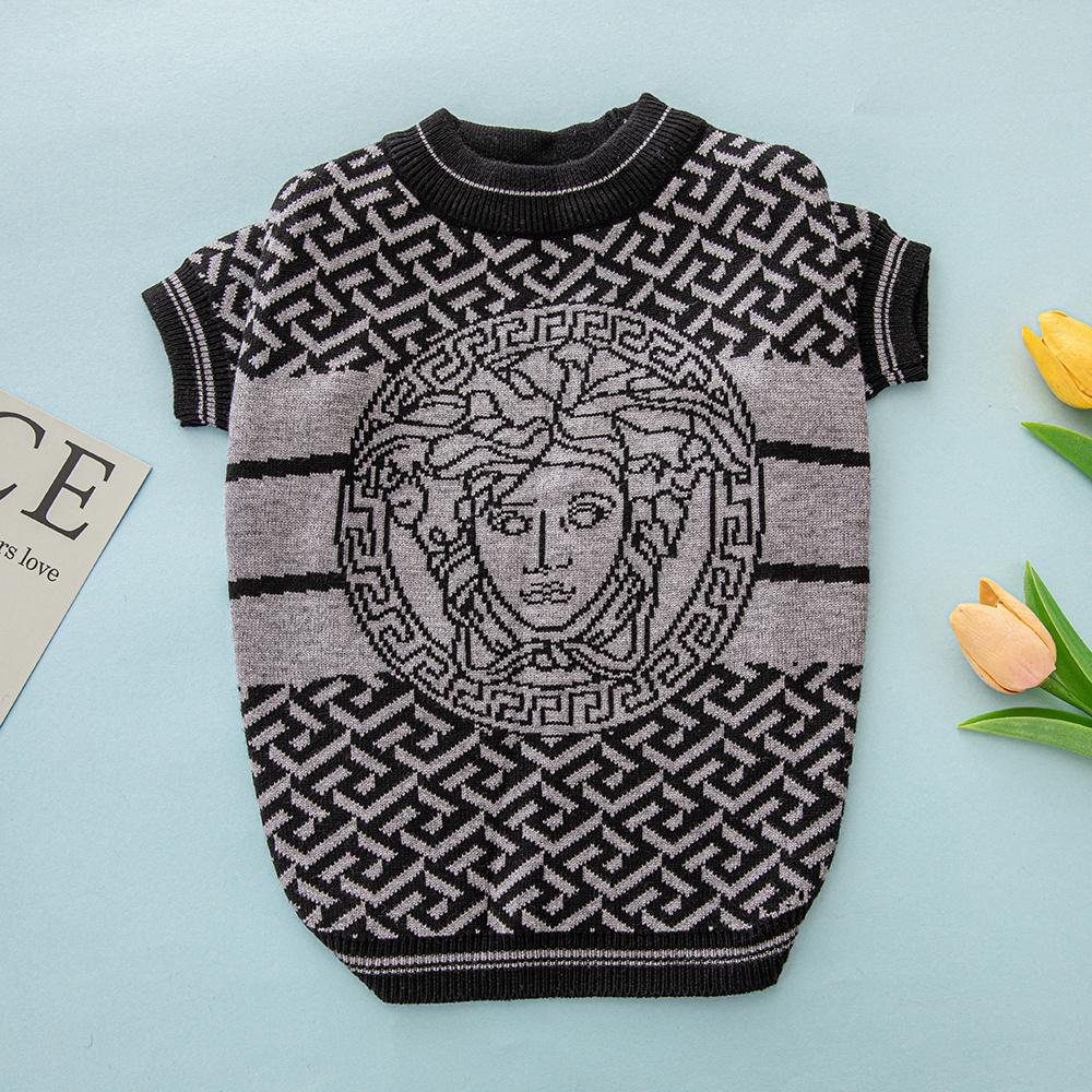 Bold Patterned VE Knit Pet Sweaters with Iconic Design Elements