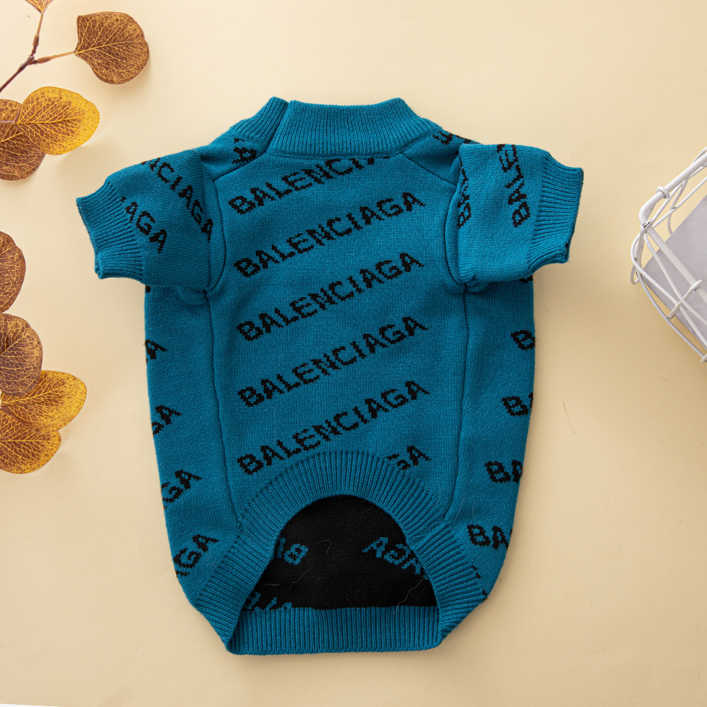 Vibrant Logo-Print BBLENCIAGA Knit Pet Sweaters in Multi-Color Palettes