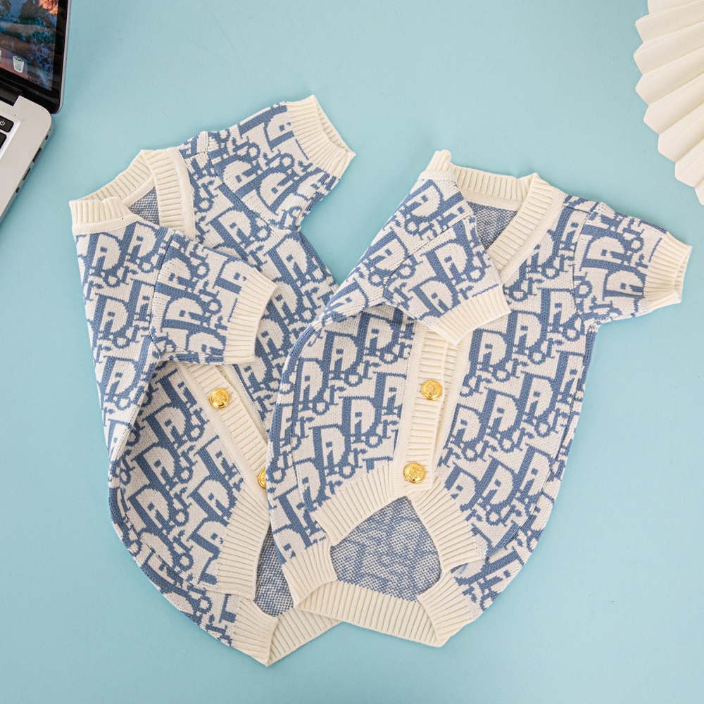 Chic Designer Monogram Short-Sleeve DD Knit Sweaters for Fashion-Forward Dogs