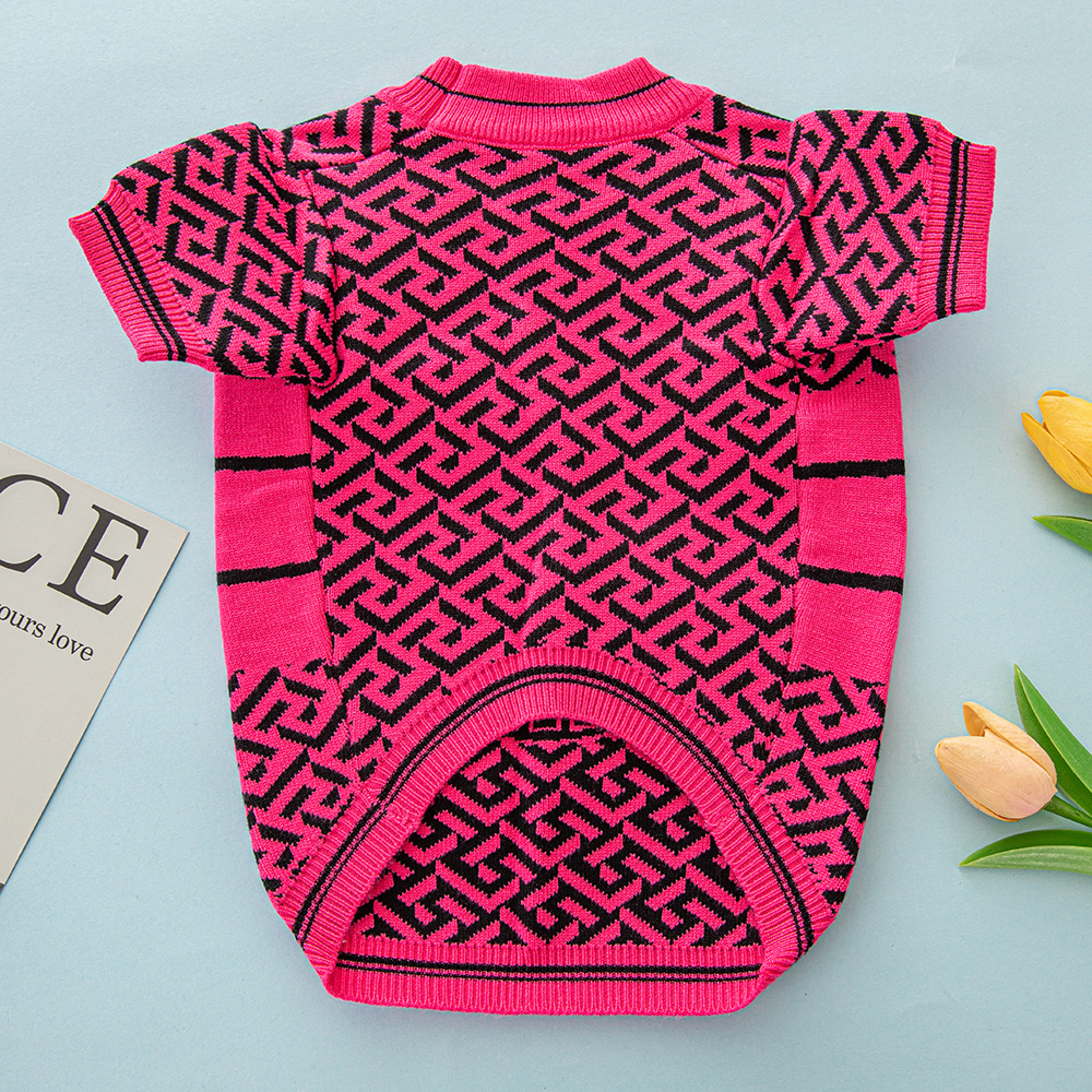 Bold Patterned VE Knit Pet Sweaters with Iconic Design Elements