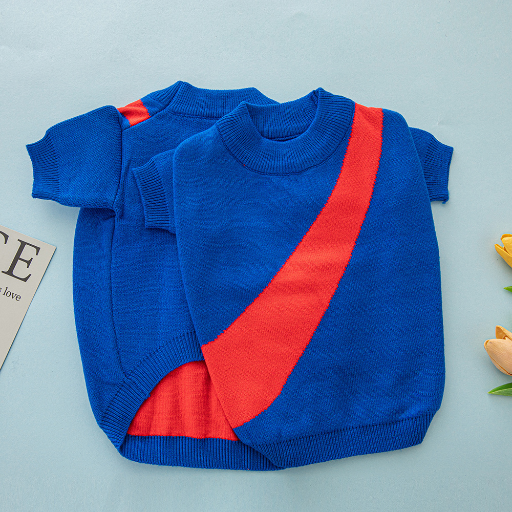 Color-Block NNKE Knit Short-Sleeve Pet Sweaters in Multiple Vibrant Hues