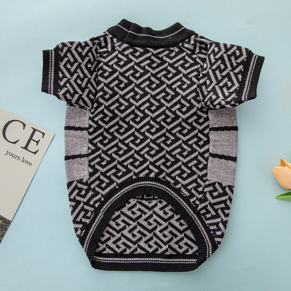 Bold Patterned VE Knit Pet Sweaters with Iconic Design Elements