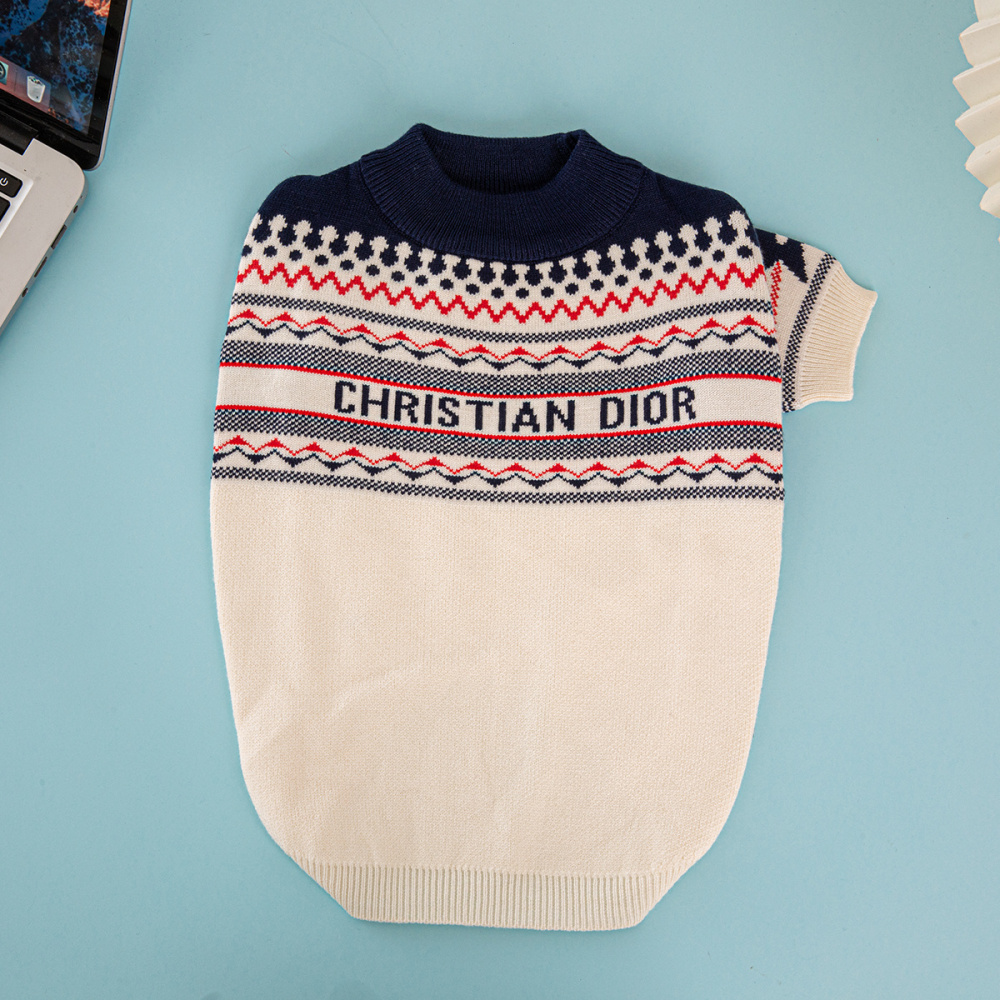 Nordic-Inspired Patterned DD Pet Knit Sweater with Logo Detail