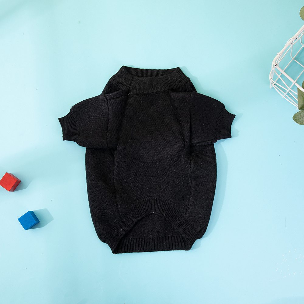 Street-Style Logo-Print and BBLENCIAGA Solid Knit Pet Sweaters in Black-White and Blue