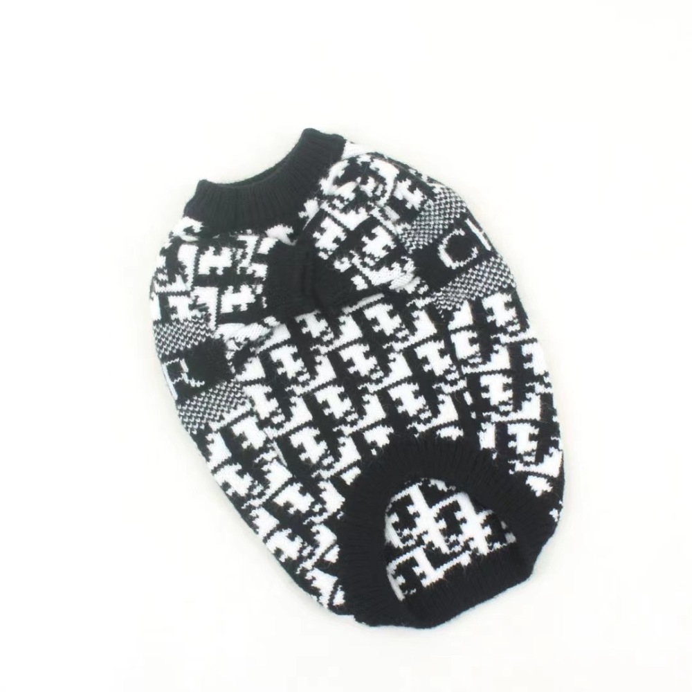Sophisticated Logo & Monogram DDOR Knit Pet Sweater in Black-White