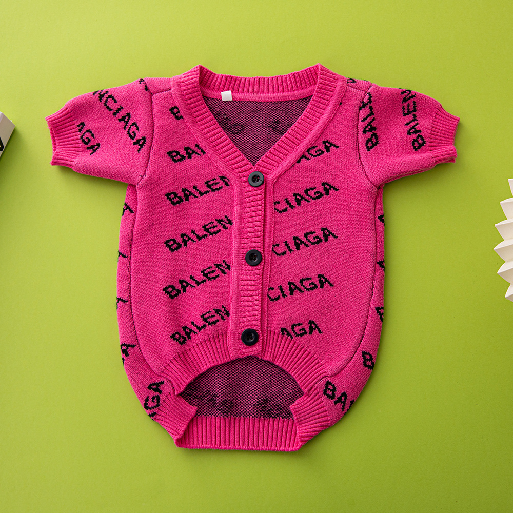 Street-Style BBLENCIAGA Logo-Print Knit Pet Cardigans in Black-White and Pink-Black