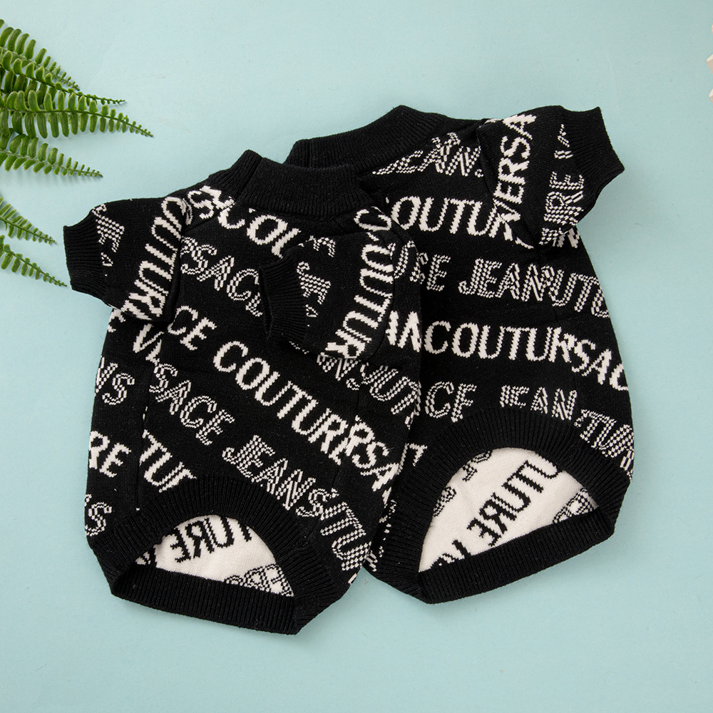 Ve Couture-Inspired Black Knitted Pet Sweater