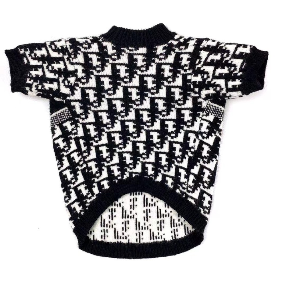 Sophisticated Logo & Monogram DDOR Knit Pet Sweater in Black-White
