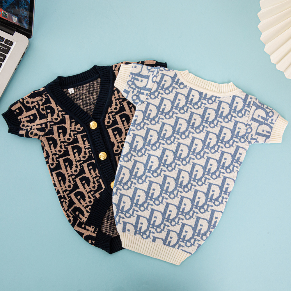 Chic Designer Monogram Short-Sleeve DD Knit Sweaters for Fashion-Forward Dogs