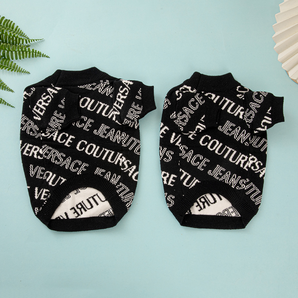Ve Couture-Inspired Black Knitted Pet Sweater