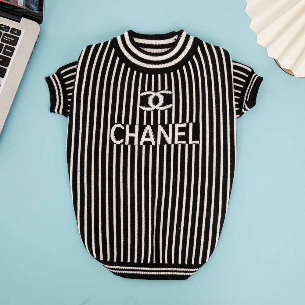 Stylish Striped Knit CC Pet Sweaters for Fashionable Dogs