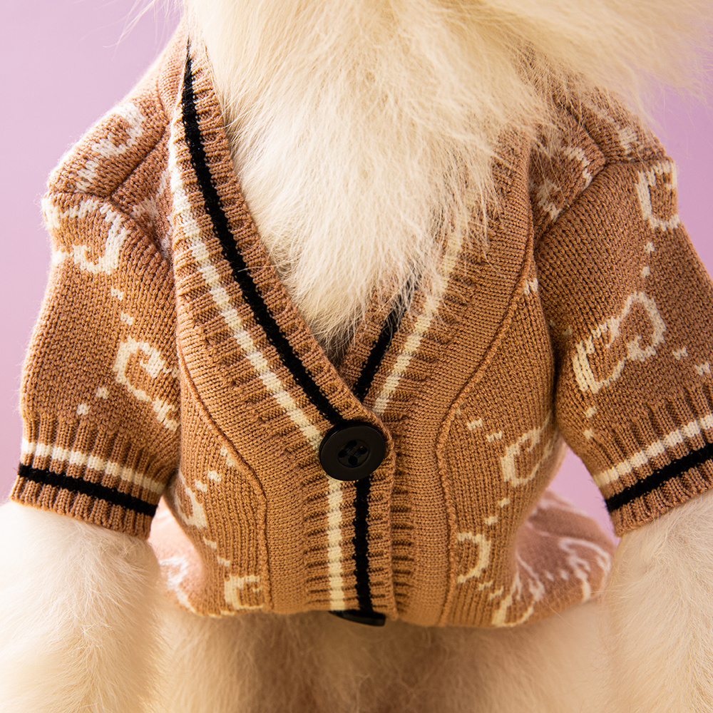 Elegant Embroidered Monogram GG Pet Cardigans in Timeless Color Palettes