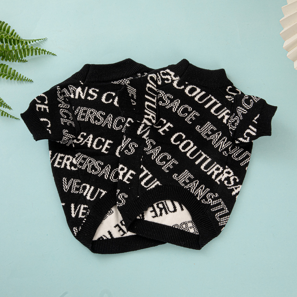 Ve Couture-Inspired Black Knitted Pet Sweater