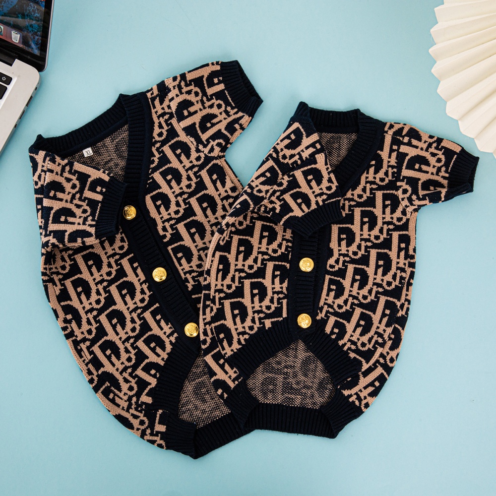 Chic Designer Monogram Short-Sleeve DD Knit Sweaters for Fashion-Forward Dogs