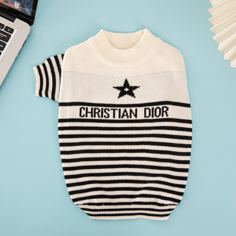 Luxury DD Striped Logo Print Pet Knit Sweater