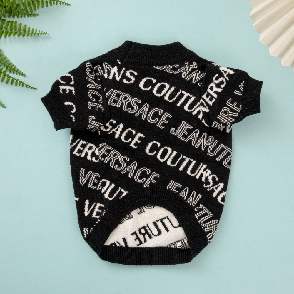 Ve Couture-Inspired Black Knitted Pet Sweater