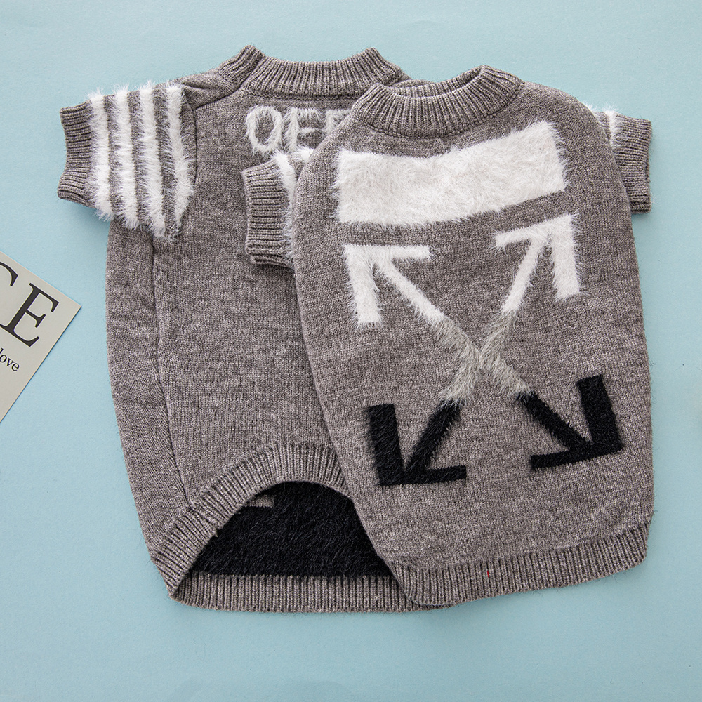 Fashion-Forward OF Knit Pet Sweaters with Distinctive Arrow & Striped Details