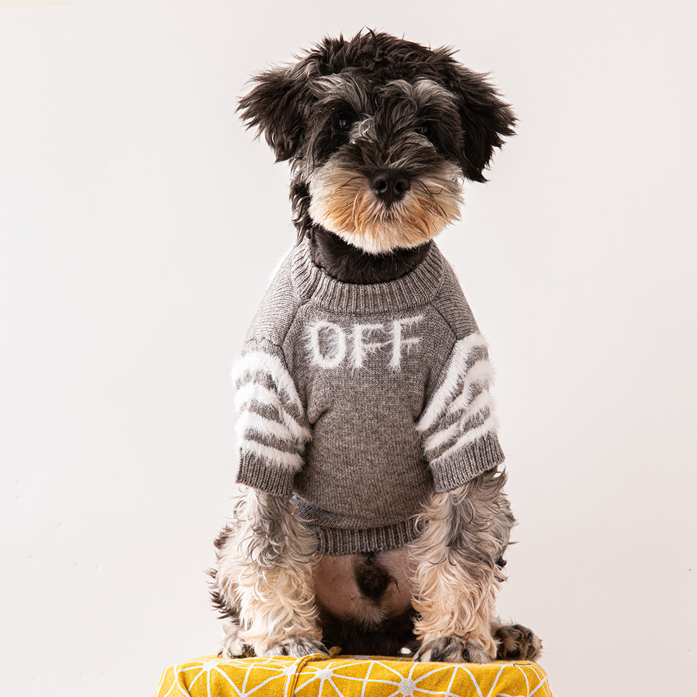 Fashion-Forward OF Knit Pet Sweaters with Distinctive Arrow & Striped Details