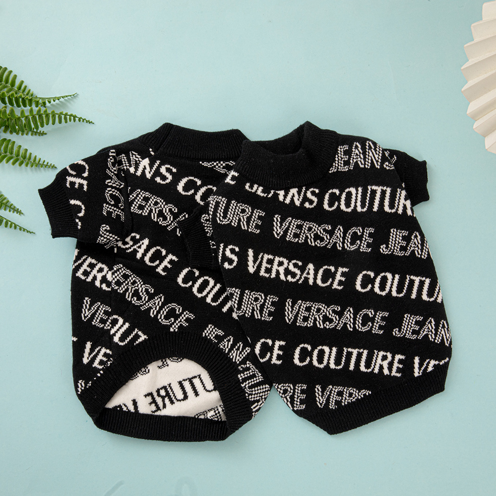 Ve Couture-Inspired Black Knitted Pet Sweater