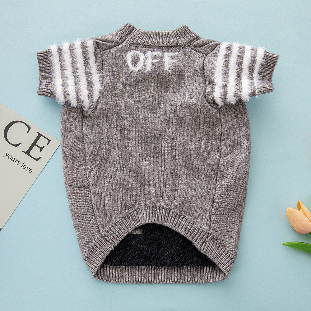 Fashion-Forward OF Knit Pet Sweaters with Distinctive Arrow & Striped Details