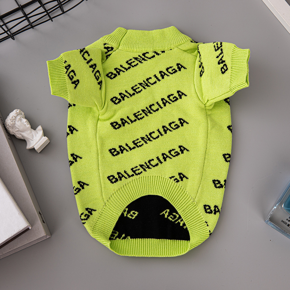 Vibrant Logo-Print BBLENCIAGA Knit Pet Sweaters in Multi-Color Palettes