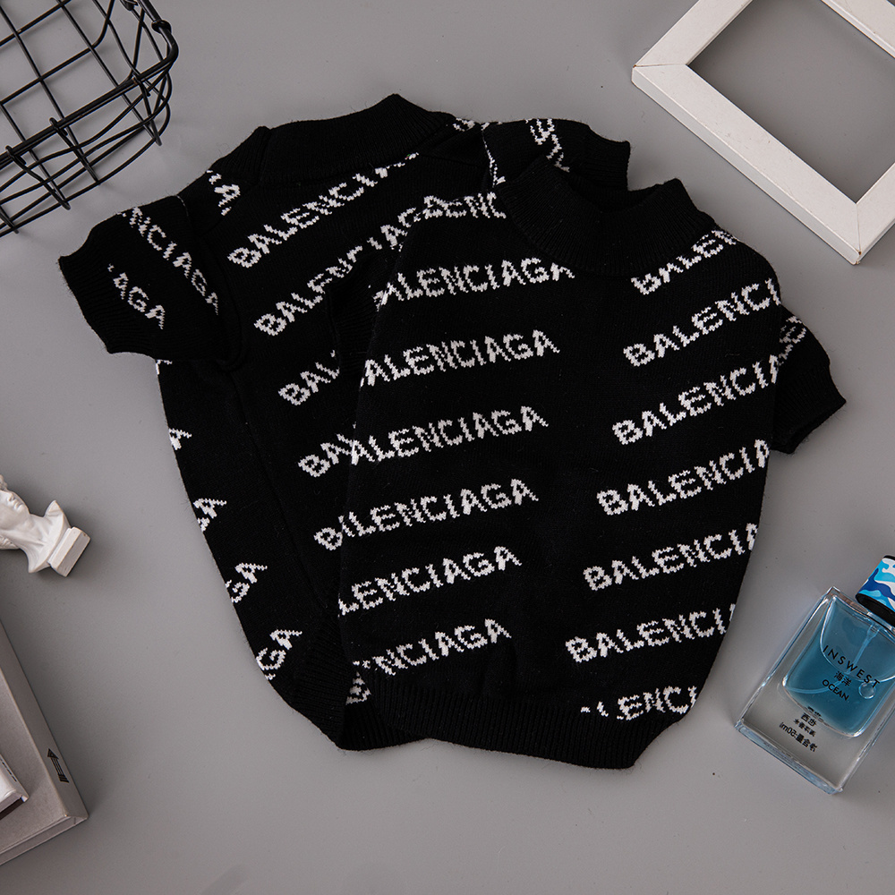Vibrant Logo-Print BBLENCIAGA Knit Pet Sweaters in Multi-Color Palettes