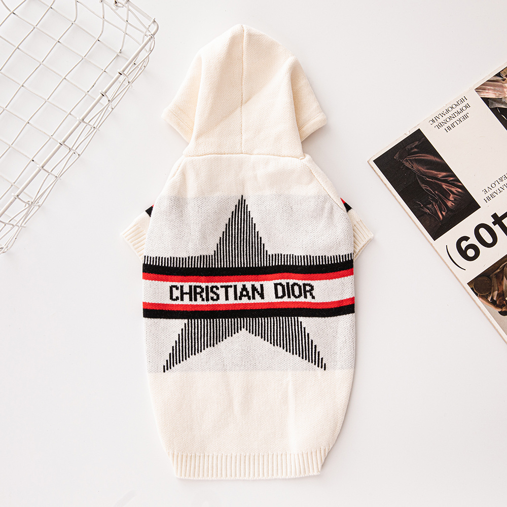 Luxury-Inspired Hooded DD Knit Pet Sweaters with Star Pattern