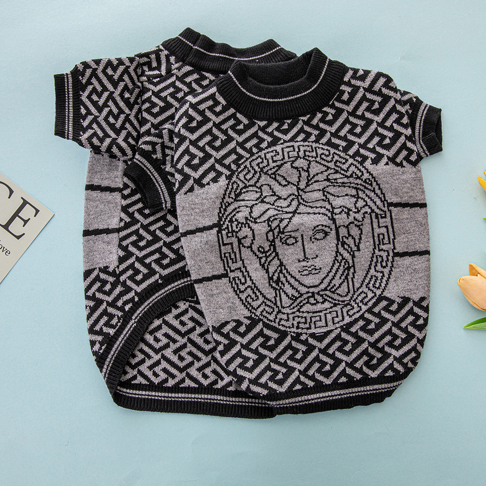 Bold Patterned VE Knit Pet Sweaters with Iconic Design Elements