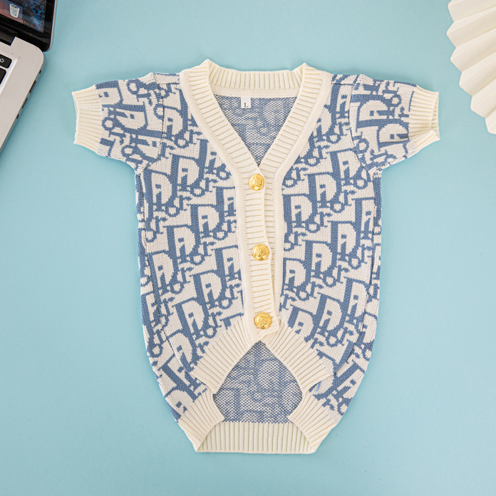 Chic Designer Monogram Short-Sleeve DD Knit Sweaters for Fashion-Forward Dogs