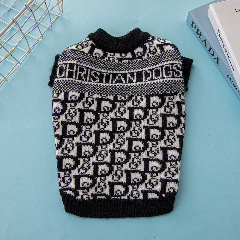 Luxury CHRISTIAN DOGS Pet Sweater in Black & White