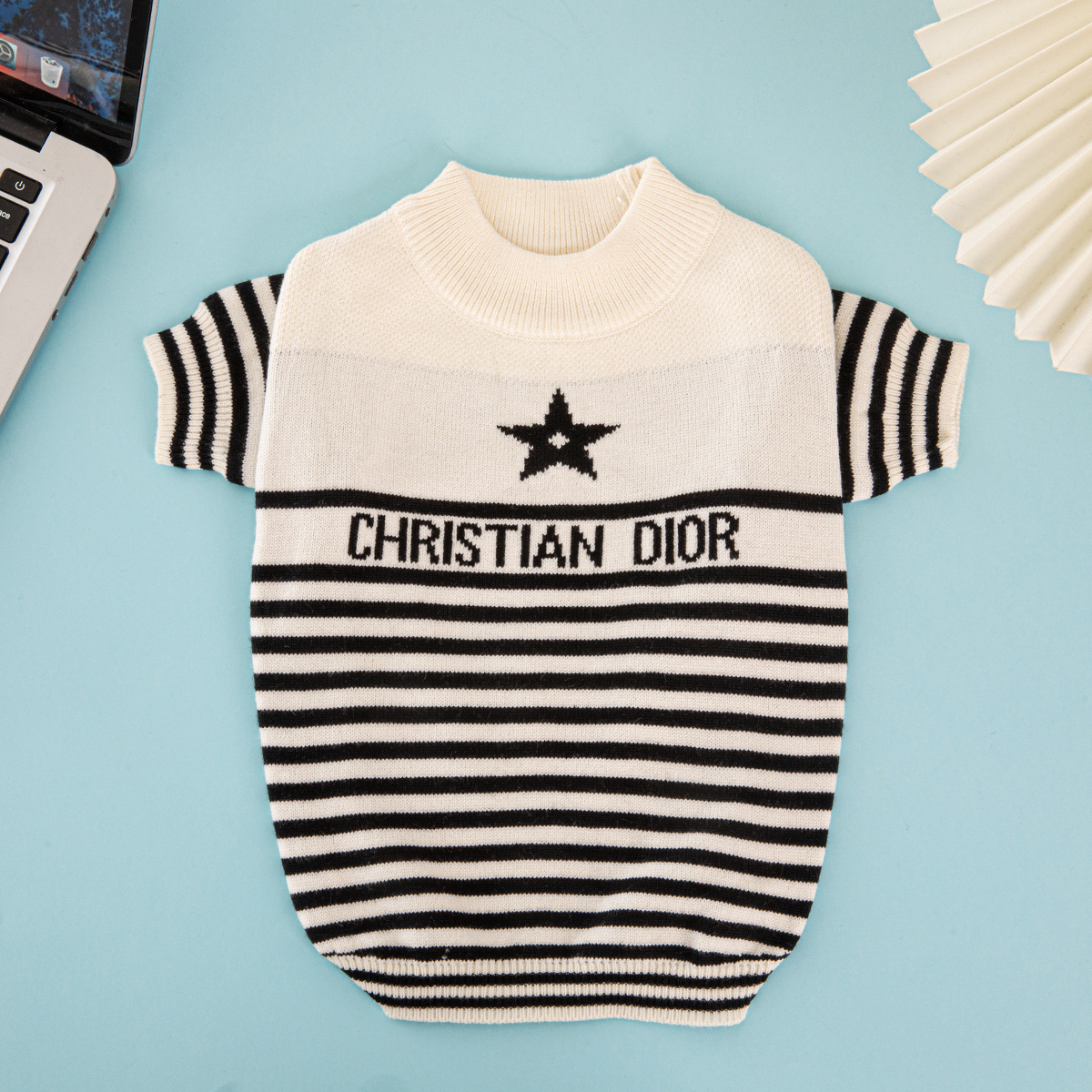 Luxury DD Striped Logo Print Pet Knit Sweater
