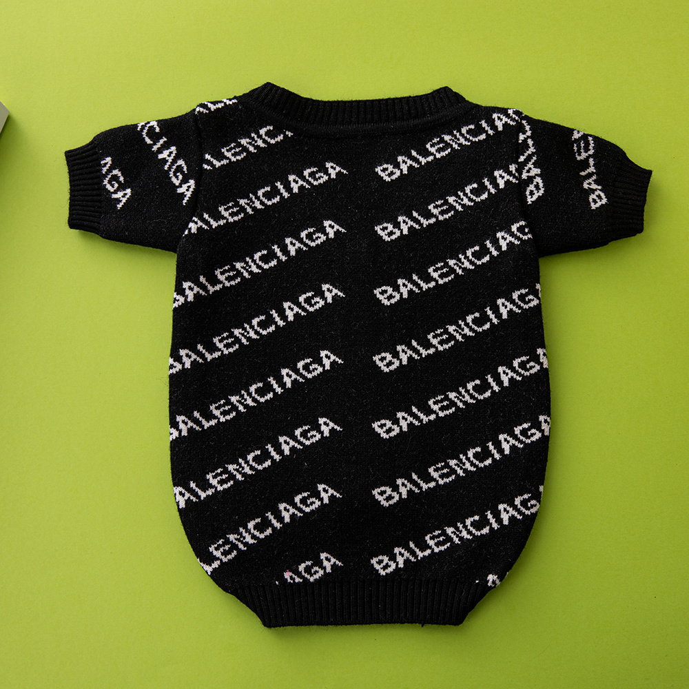 Street-Style BBLENCIAGA Logo-Print Knit Pet Cardigans in Black-White and Pink-Black